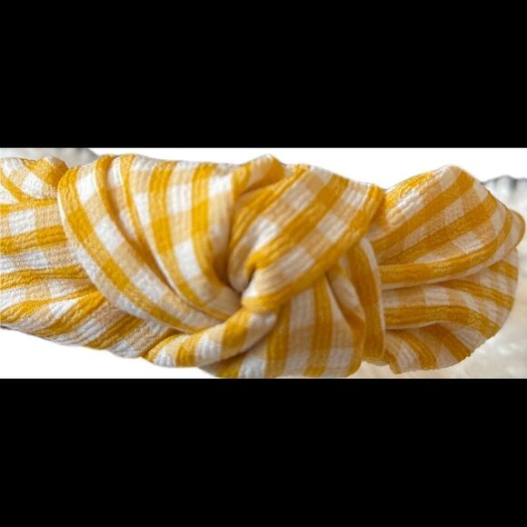 LOFT OUTLET YELLOW AND WHITE CHECKERED HEADBAND NWT - Picture 2 of 3